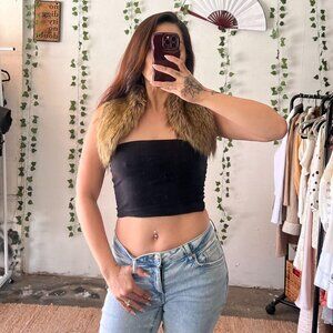 Armani Exchange Faux Fur Bolero Vest Y2K Festival Layer XS